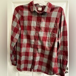 J. Crew red and grey flannel shirt